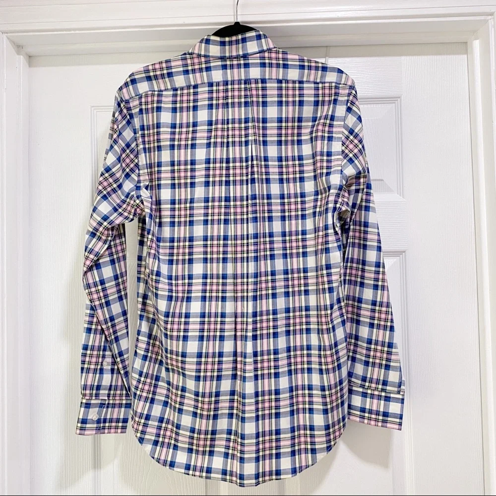 Vineyard Vines Slim Naushon Plaid Whale Shirt Men’s Blue Pink White Size Small - Picture 7 of 8